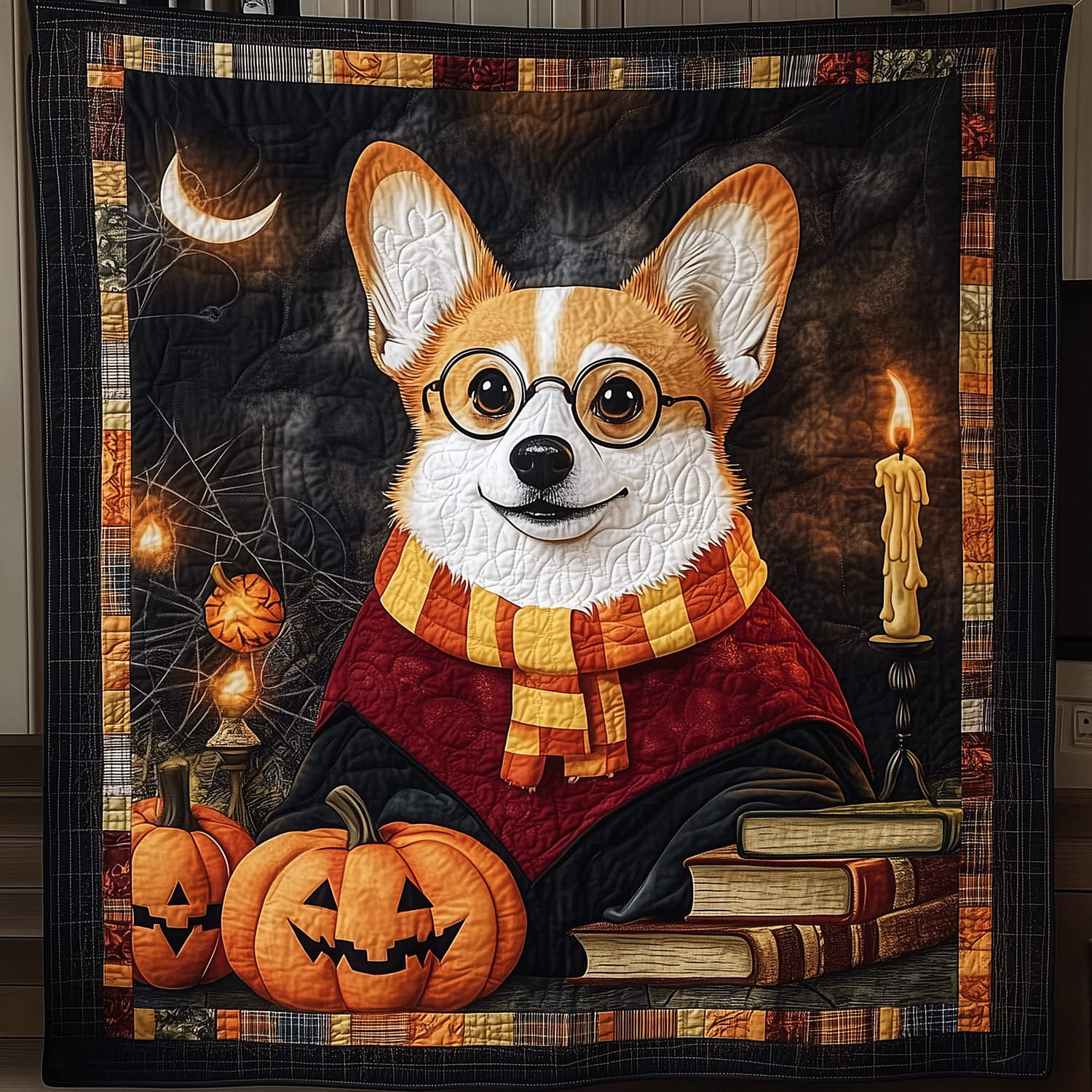 Howl O Ween Corgi Quilted Blanket Halloween Room Decorations - Flickden