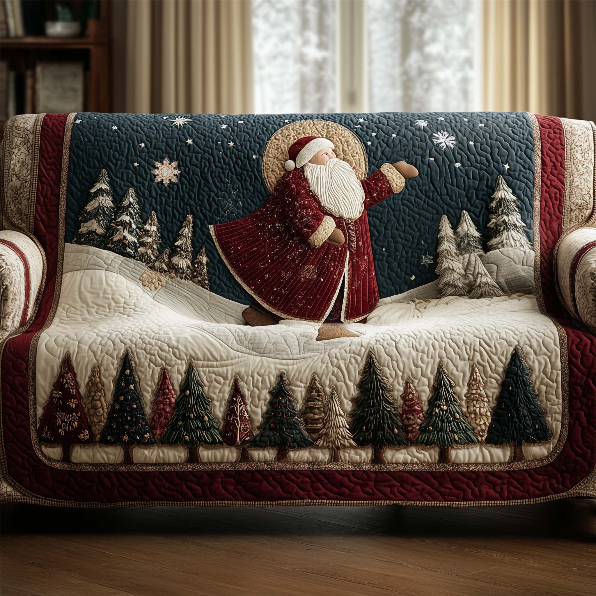 Jolly Santa Quilted Sofa Cover Christmas Sofa Decorations Christmas Present Ideas For Grandma - Flickden