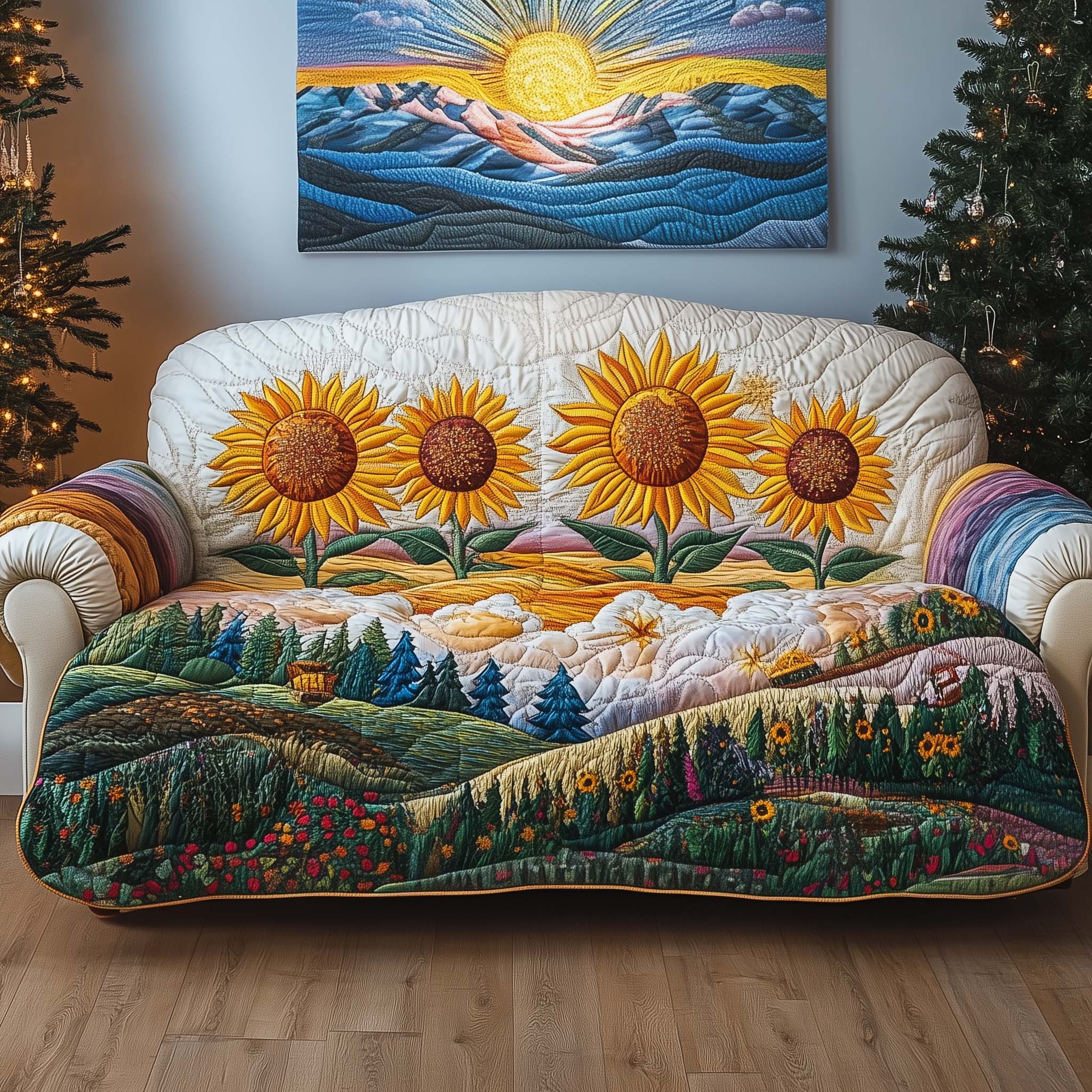 Magical Serenity Quilted Sofa Cover Christmas Home Decor Christmas Gift Ideas For Dad - Flickden