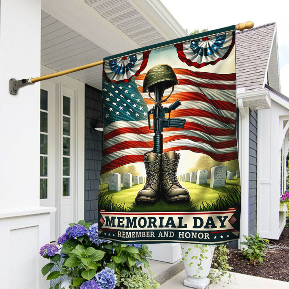 Memorial Day Remember And Honor Flag American Flag Outdoor Banner Gift For Mom - Flickden