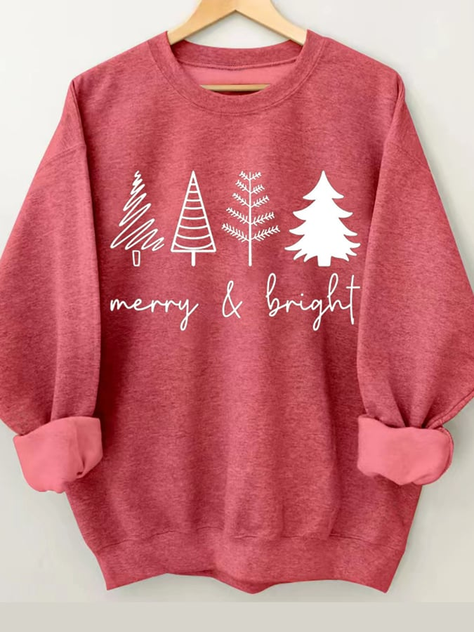 Merry And Bright Christmas Sweatshirt Cute Christmas Outfit Xmas Gifts For Childhood Best Friends - Flickden