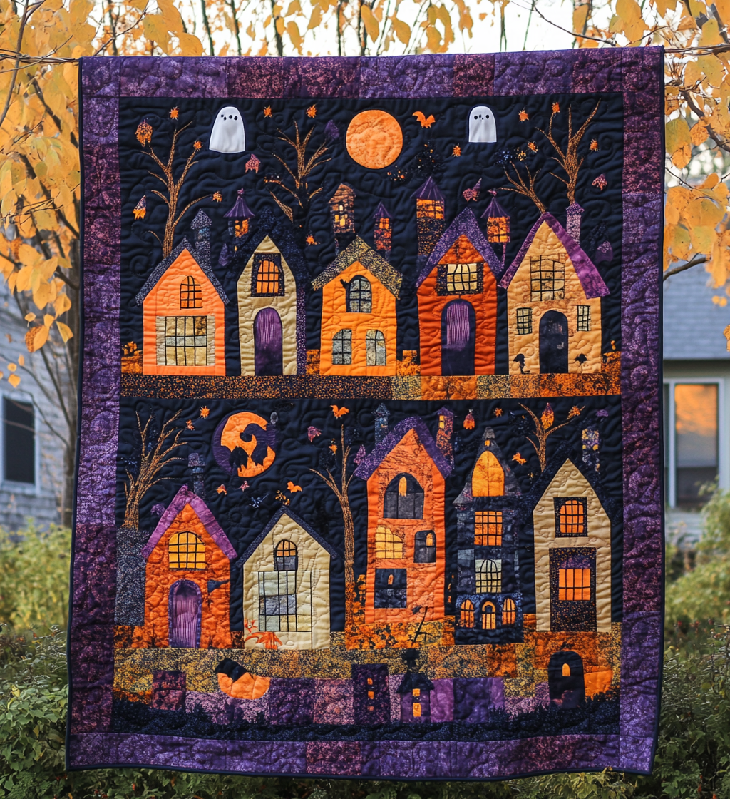 Midnight Magic Quilted Blanket Ghost Home Decor Gift For Long Distance Friends - Flickden
