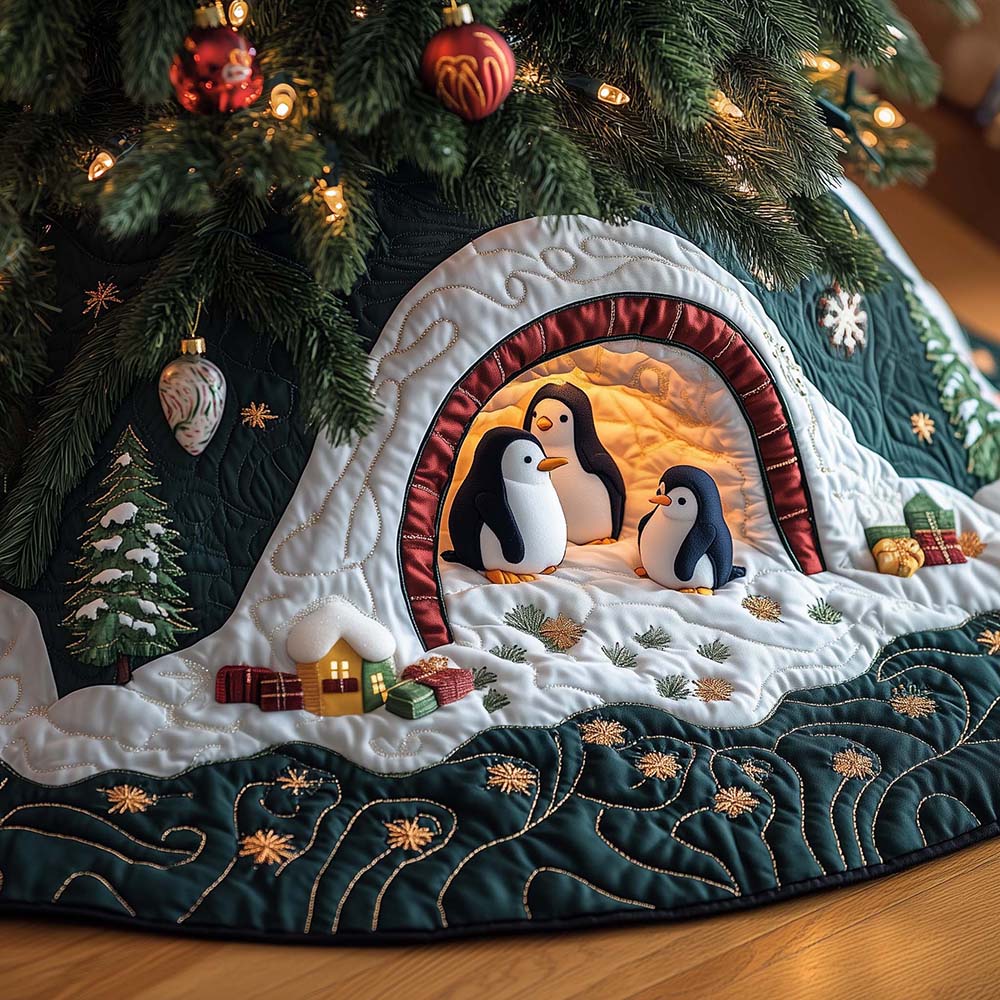 Penguin Quilted Enchanted Winter Tree Skirt Heartfelt Christmas Gifts For Loved Ones - Flickden