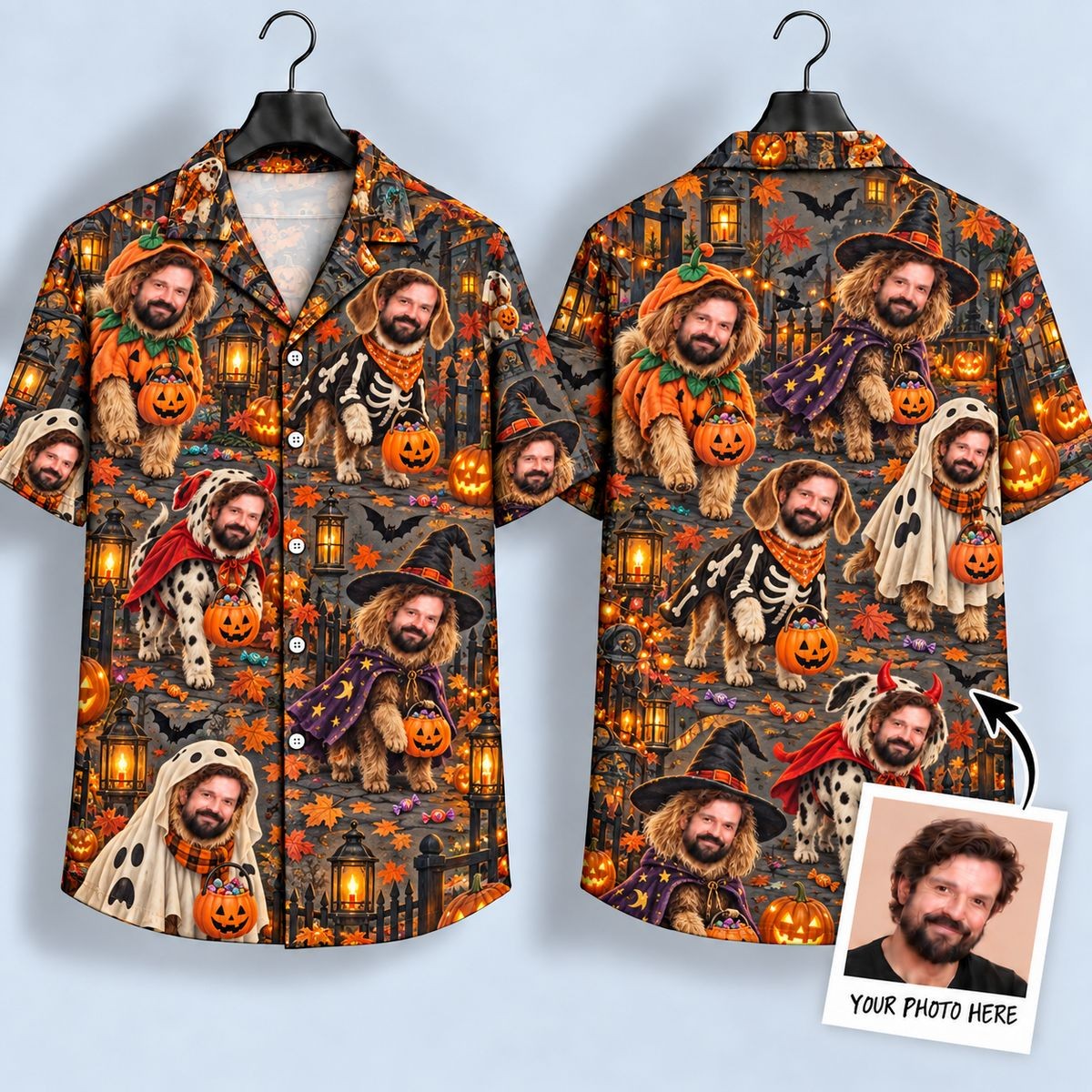 Personalized Dog Trick Treat Hawaiian Shirt Halloween Clothing Gift For Dad - Flickden