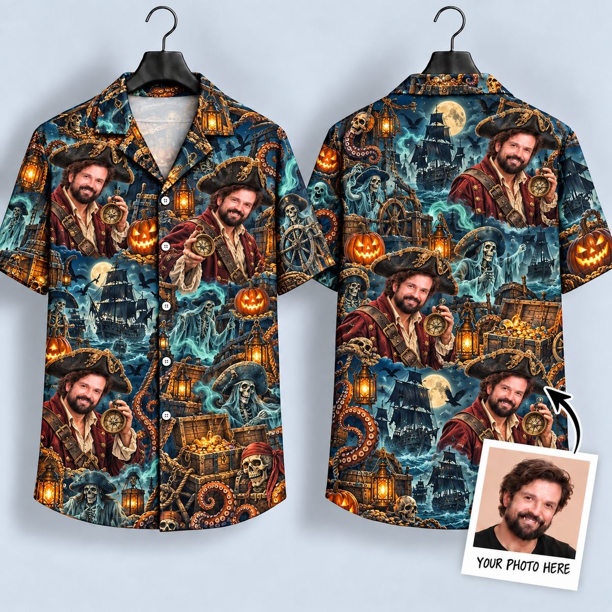 Personalized Pirate Captain Hawaiian Shirt Halloween Clothing Gift For Husband - Flickden