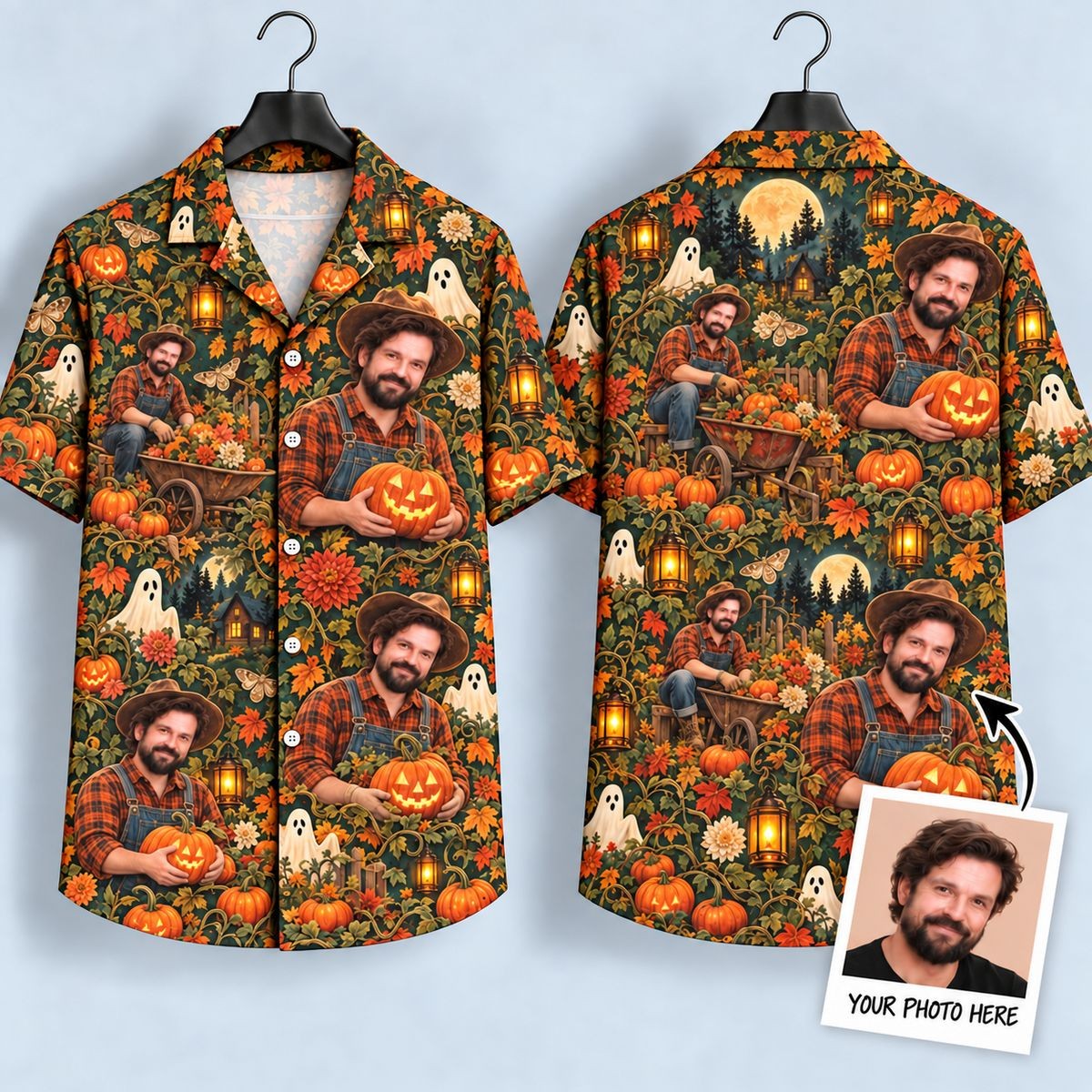 Personalized Pumpkin Farmer Hawaiian Shirt Halloween Clothing Gift For Dad - Flickden