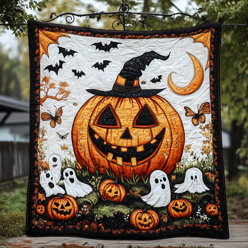 Phantom Glow Quilted Blanket Halloween Home Decor Gift For Witch Lovers - Flickden