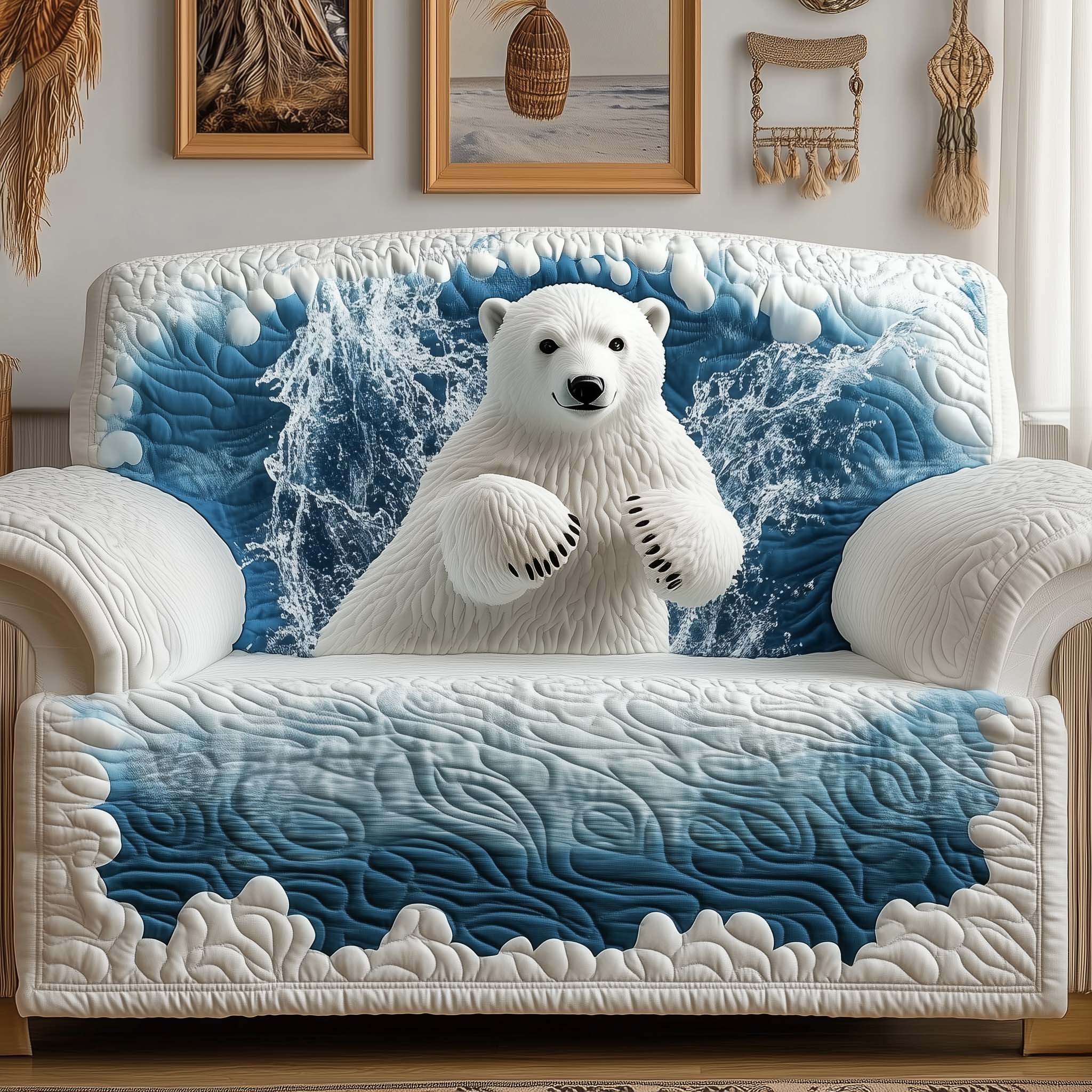 Polar Splash Quilted Sofa Cover Christmas Sofa Decor Christmas Gifts For Grandparents - Flickden