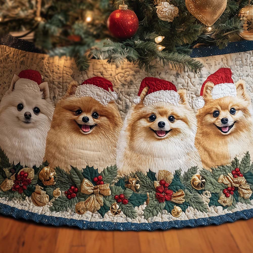 Pomeranian Quilted Cozy Winter Tree Skirt Charming Christmas Gifts For Family And Friends - Flickden