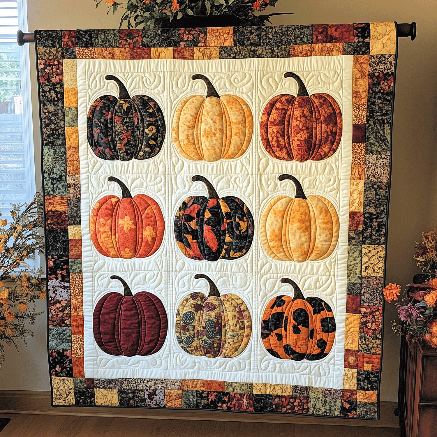Pumpkin Magic Quilted Blanket Pumpkin Home Decor Gift For Holiday Lovers - Flickden