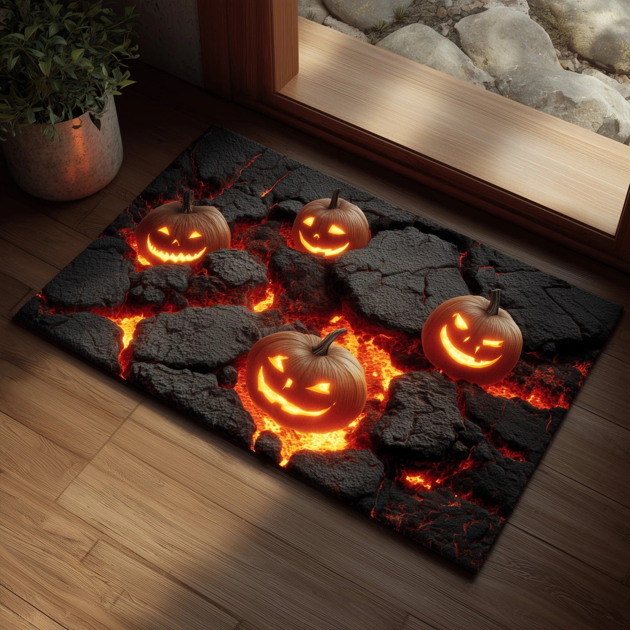 Pumpkin Nightmare Doormat Halloween Indoor Decorations Best Halloween Gifts - Flickden