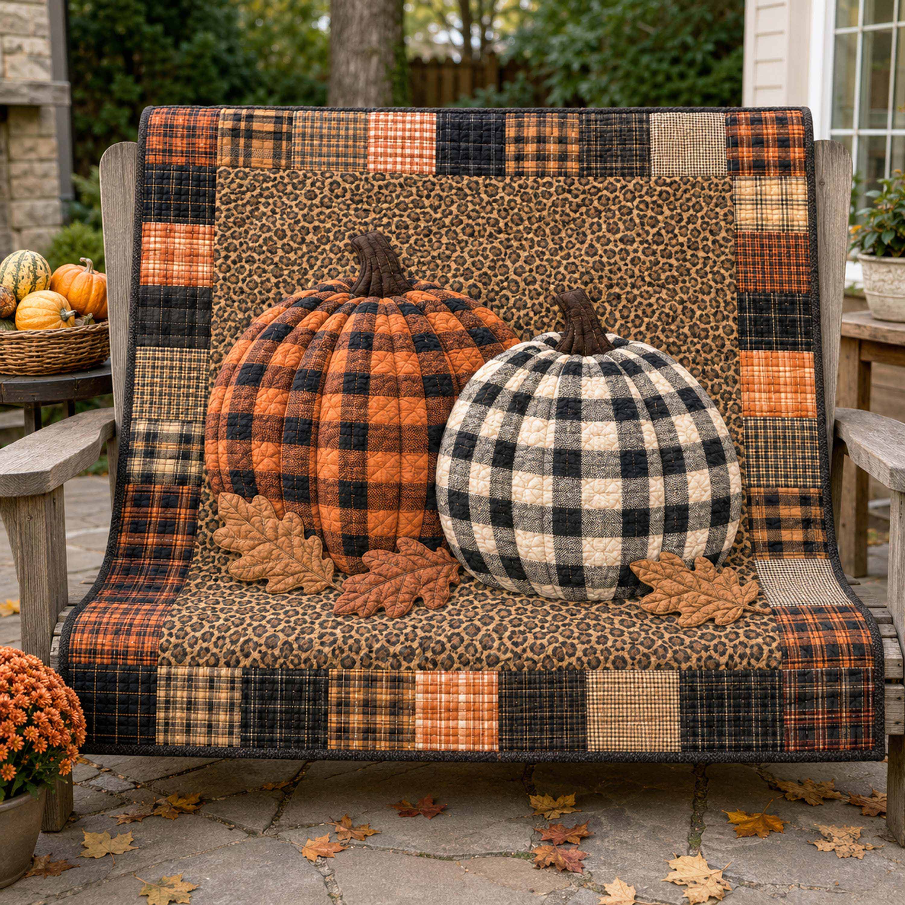 Pumpkin Patch Quilted Blanket Autumn Holiday Decor Fall Gift For Neighbor - Flickden