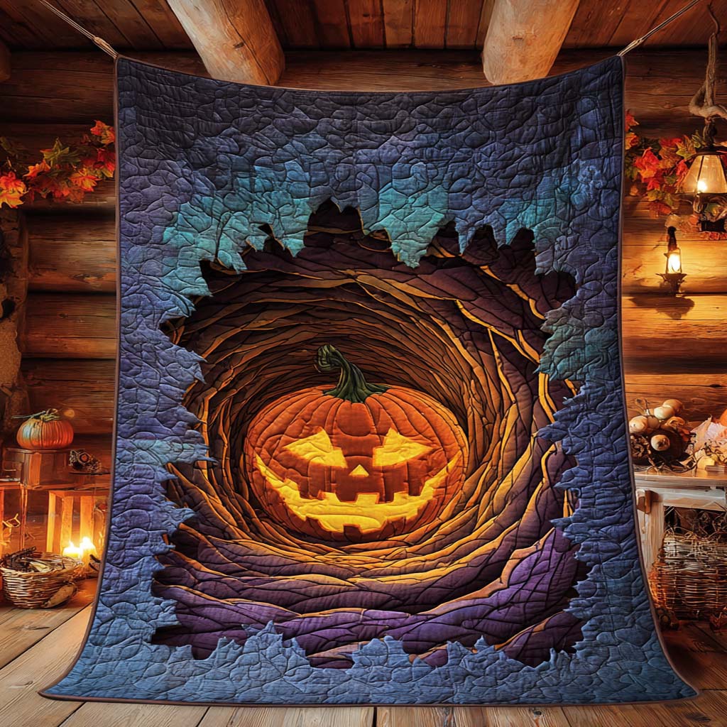 Pumpkin Portal Quilted Blanket Witchy Home Decor Perfect Halloween Day Gift Ideas - Flickden