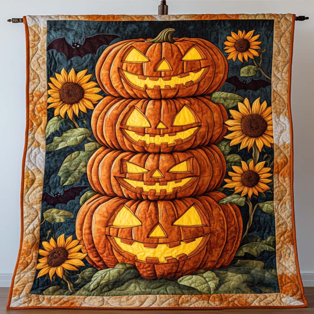 Pumpkin Tower Quilted Blanket Autumn Home Decor Gift For Granddaughter - Flickden
