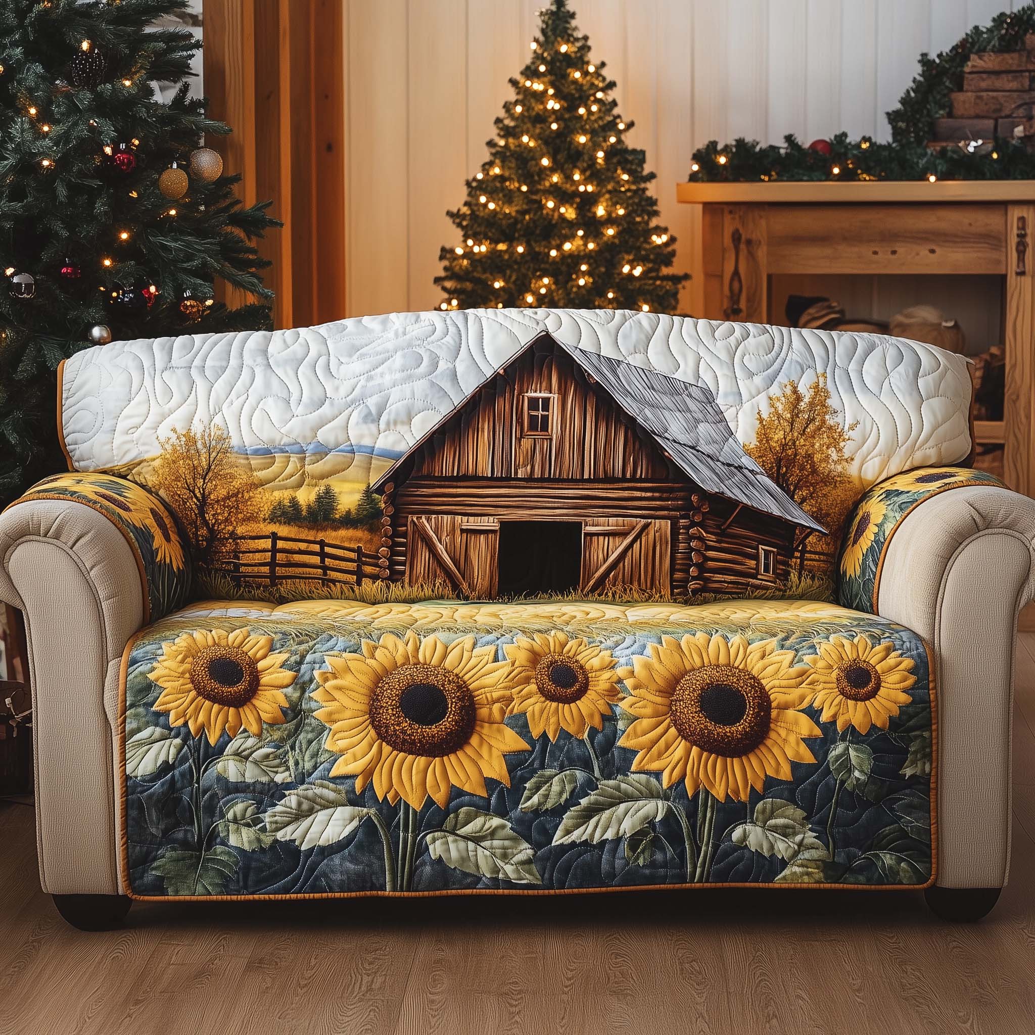 Rustic Barn Quilted Sofa Cover Xmas Good Decoration Christmas Gifts For Husband - Flickden