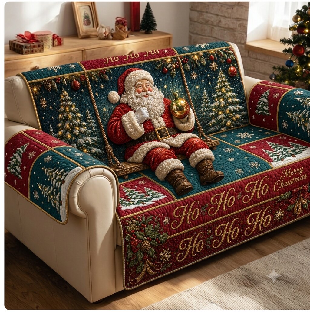 Santa Spirit Quilted Sofa Cover Decor Ideas For Living Room Unique Secret Santa Gifts - Flickden