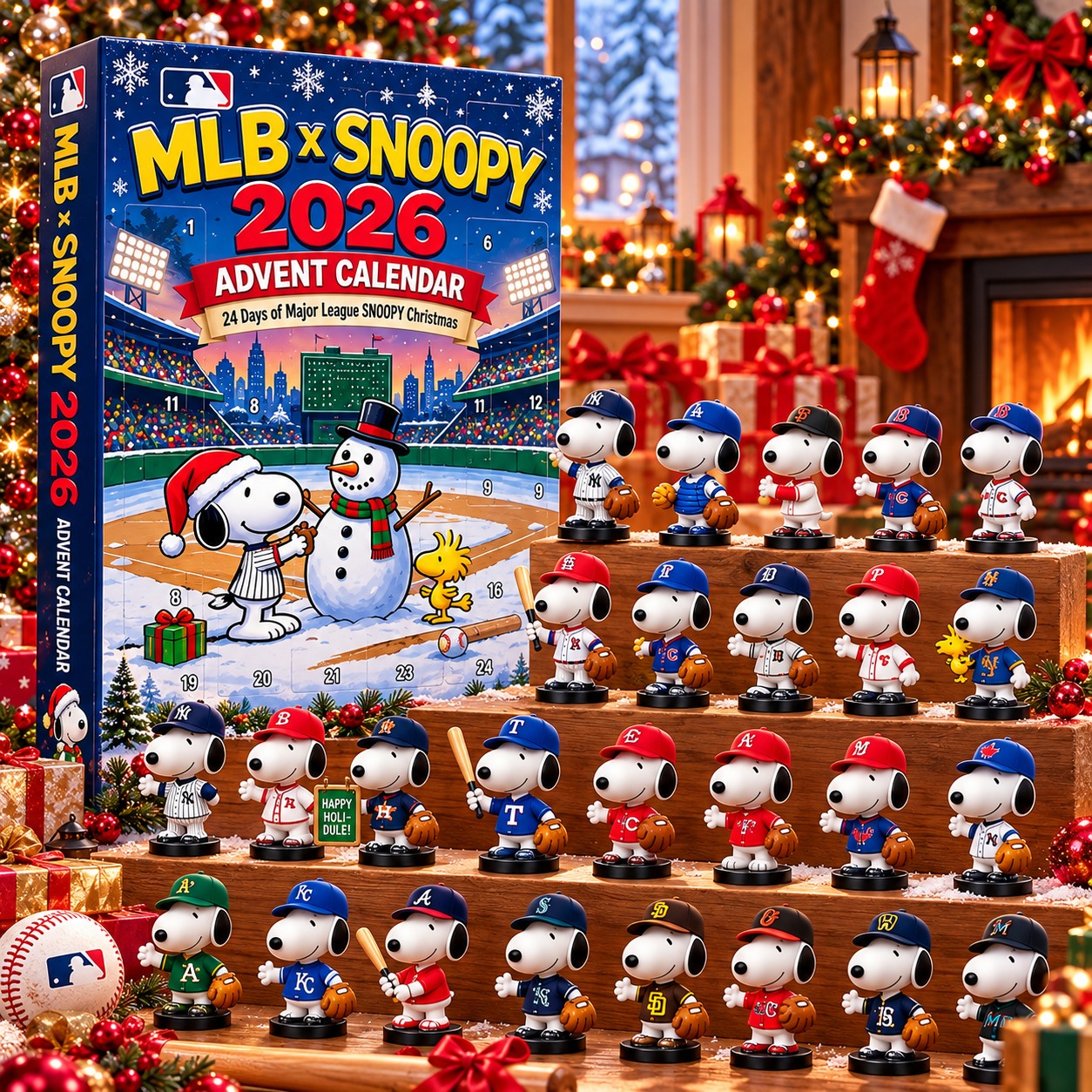 Snoopy Baseball 2026 Advent Calendar 24 Days Christmas Gift For Snoopy Fans - Flickden