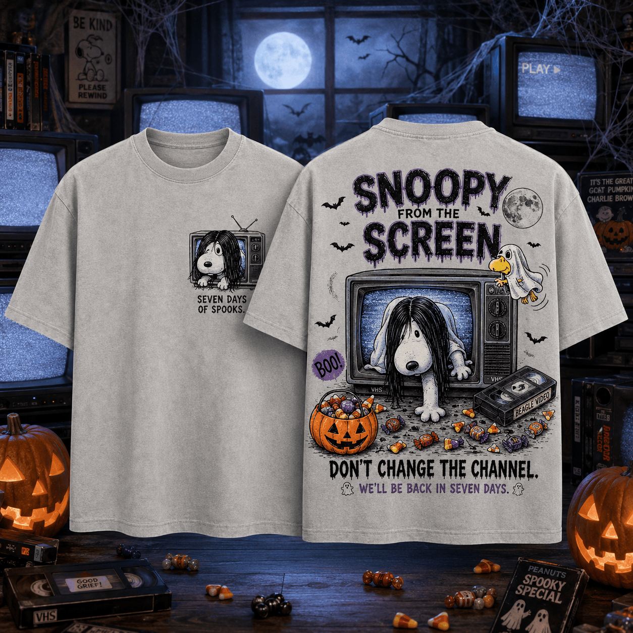 Snoopy Halloween Merch From The Screen T-Shirt Peanuts Snoopy Apparel Gifts For Husband - Flickden
