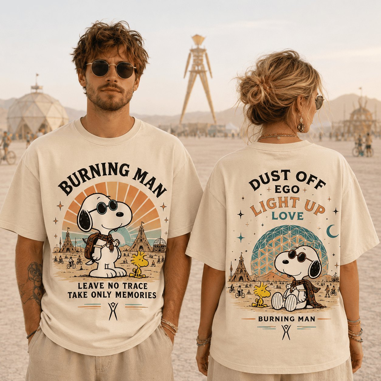 Snoopy Merch Burning Man Festival Snoopy T-Shirt Desert Vintage Apparel Gifts For Men - Flickden