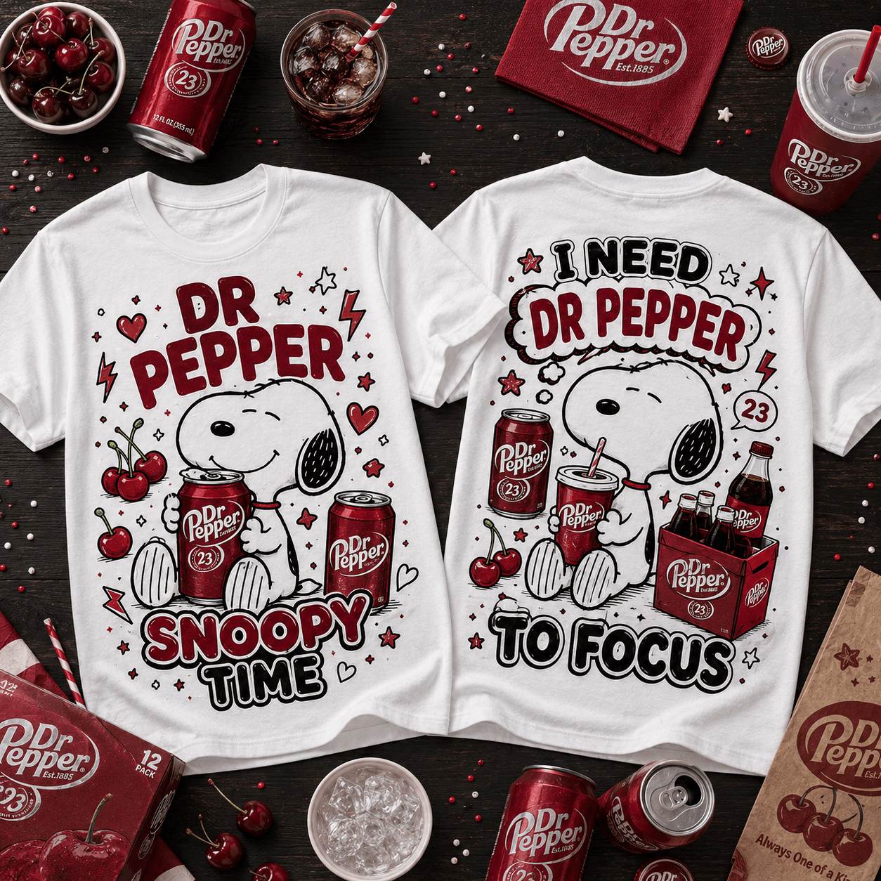 Snoopy Merch Dr Pepper Snoopy Time T-Shirt Classic Snoopy Apparel Gifts For Husband - Flickden