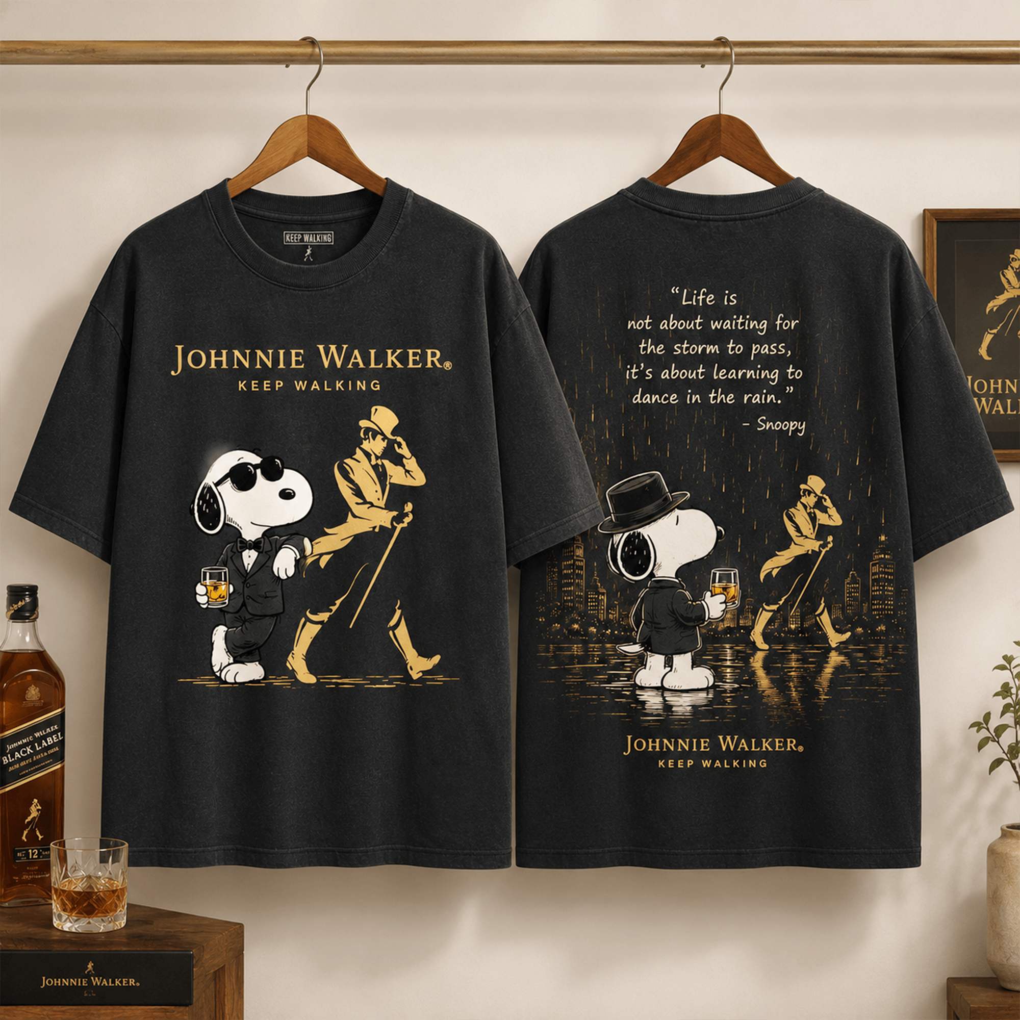 Snoopy Merch Johnnie Walker Keep Walking T-Shirt Classic Snoopy Apparel Gifts For Brother - Flickden