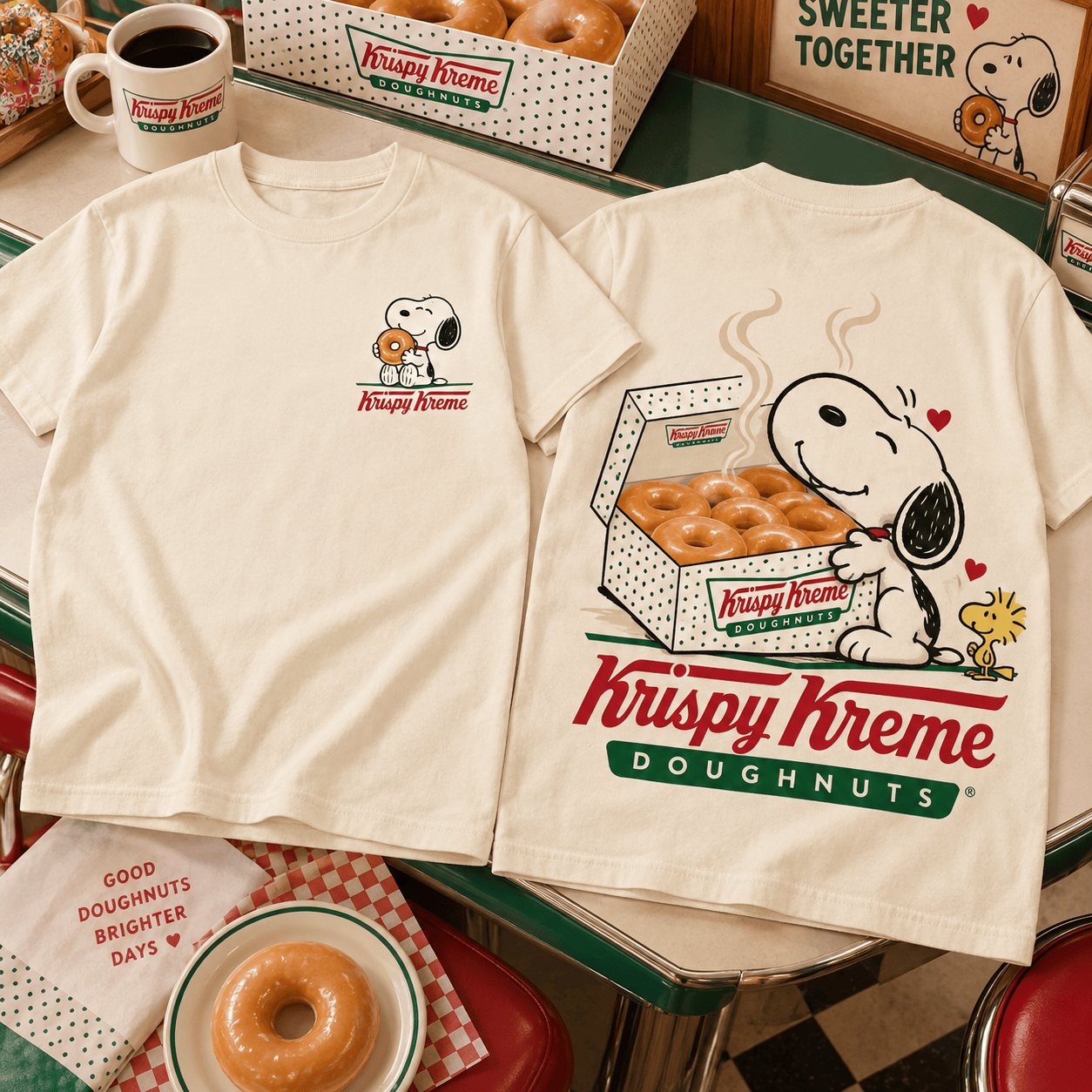 Snoopy Merch Krispy Kreme Doughnuts T-Shirt Sweet Snoopy Apparel Gifts For Sister - Flickden