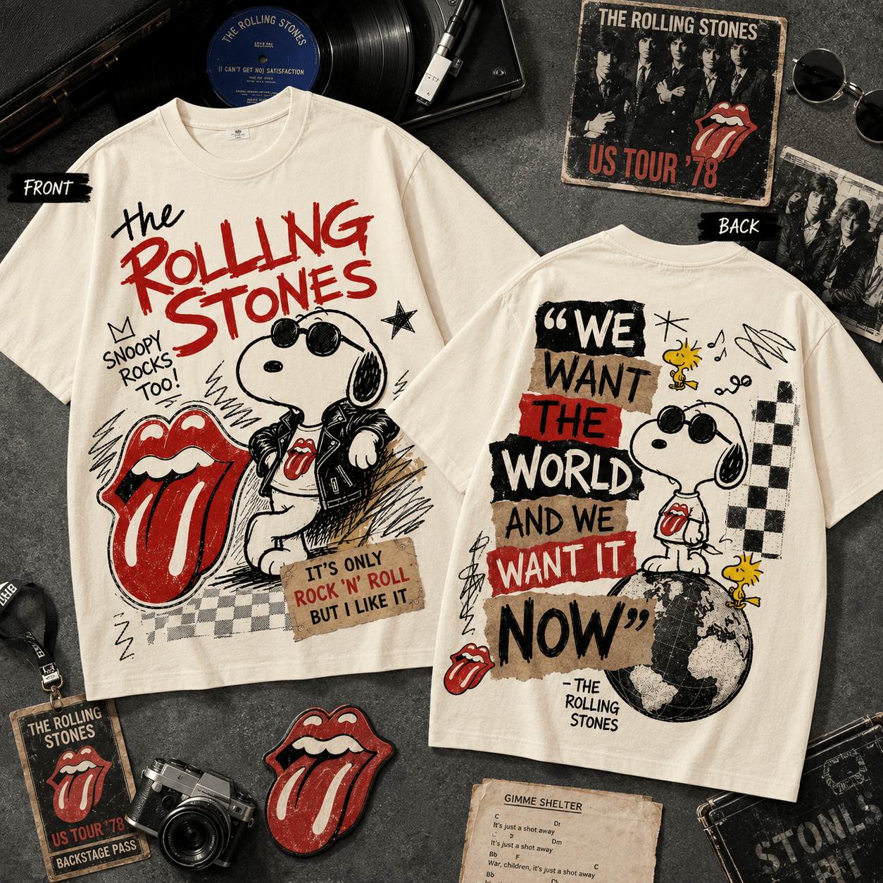 Snoopy Merch The Rolling Stones Snoopy T-Shirt Gift For Cartoon Fans - Flickden
