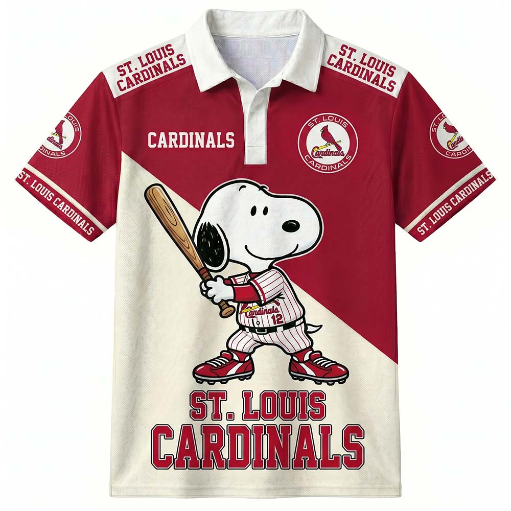 St. Louis Cardinals Merch Snoopy Polo Shirt Cardinals Baseball Game Day Apparel Fan Gift - Flickden