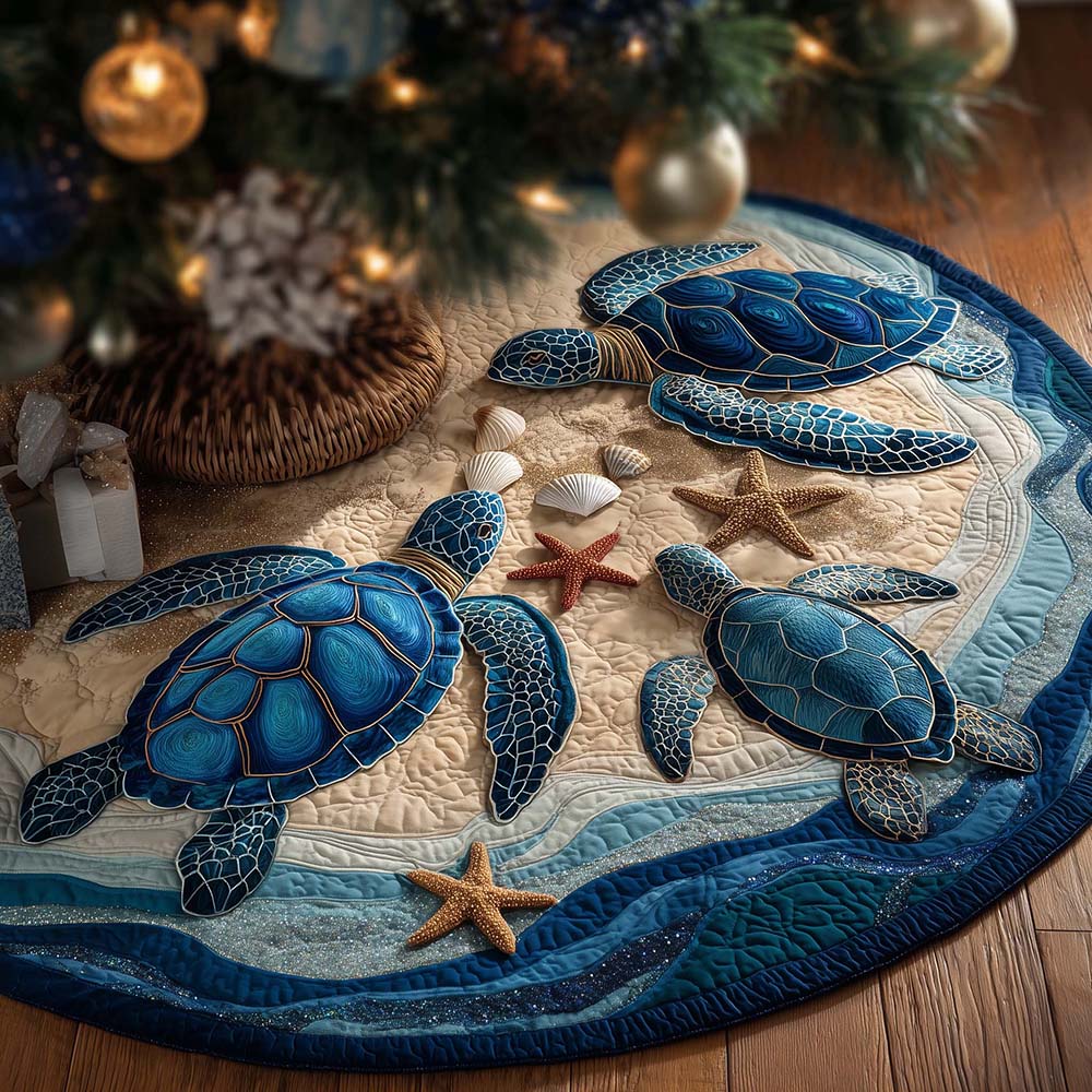 Turtle Trails Quilted Traditional Holiday Tree Skirt Meaningful Gifts For Mom - Flickden