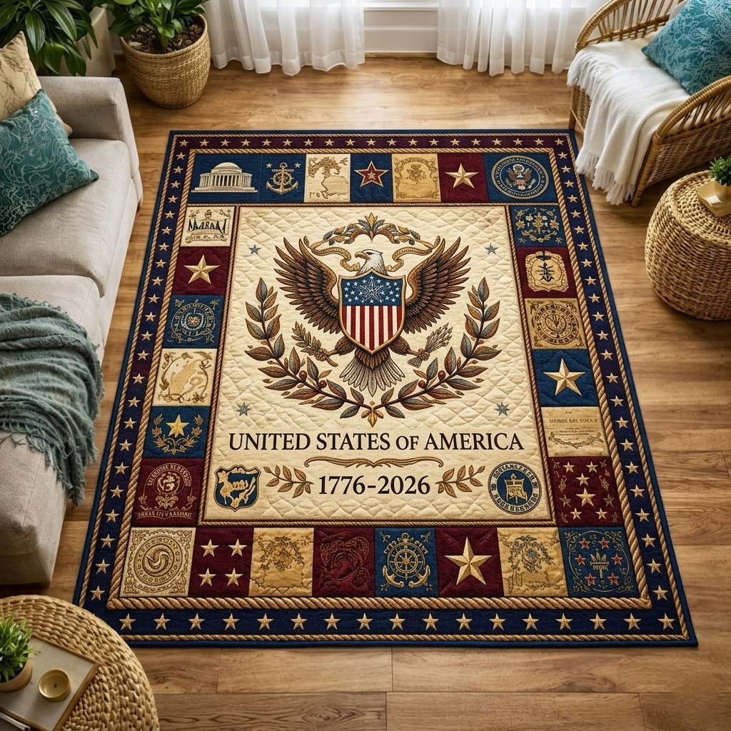 United States Of America 1776-2026 Area Rug We The People Merch Gift For Veterans - Flickden