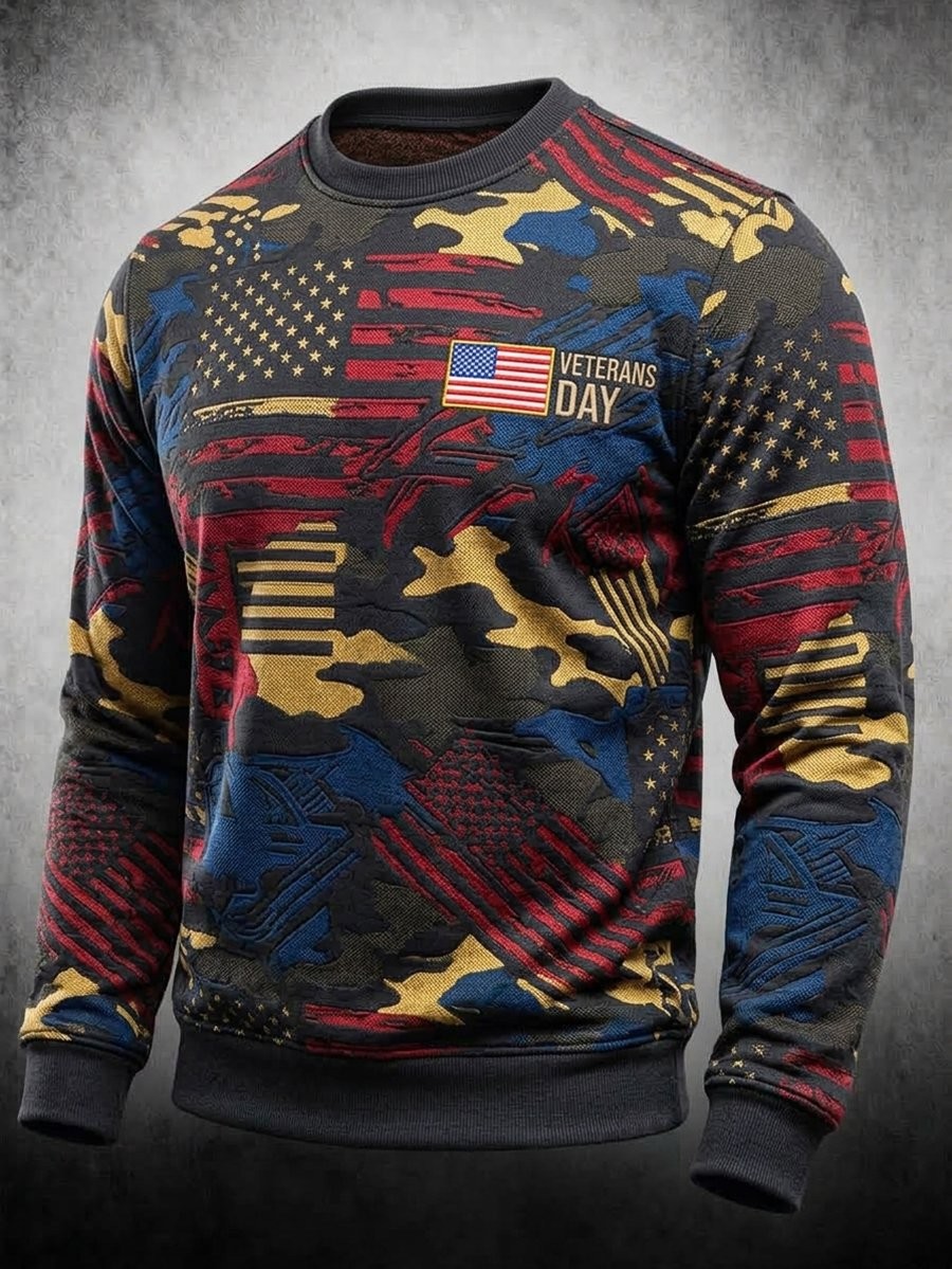 Veteran Day Merch 3D Camo Flag Sweatshirt Retro Veteran Owned Apparel Gift For Brother - Flickden
