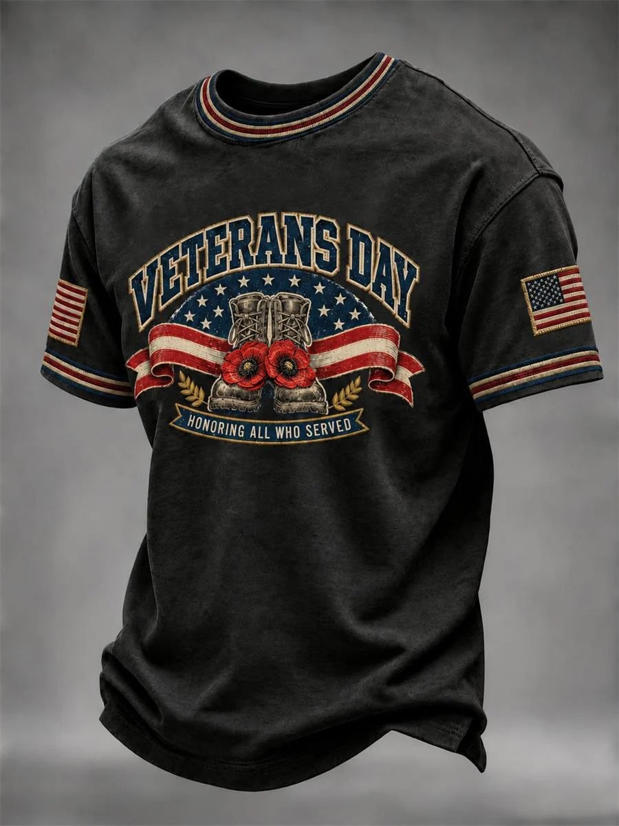 Veteran Day Merch Boots Poppy Ribbon T-Shirt Vintage Army Veteran Clothing Gift For Husband - Flickden