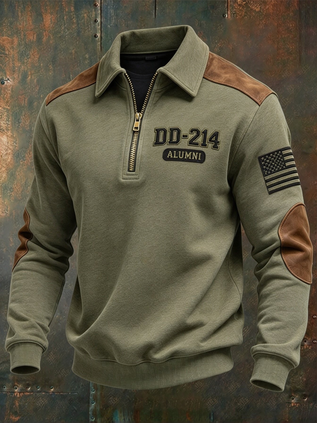 Veteran Day Merch DD 214 Alumni Half Zip Long Sleeve Polo Shirt Veteran Clothes Gift For Dad - Flickden