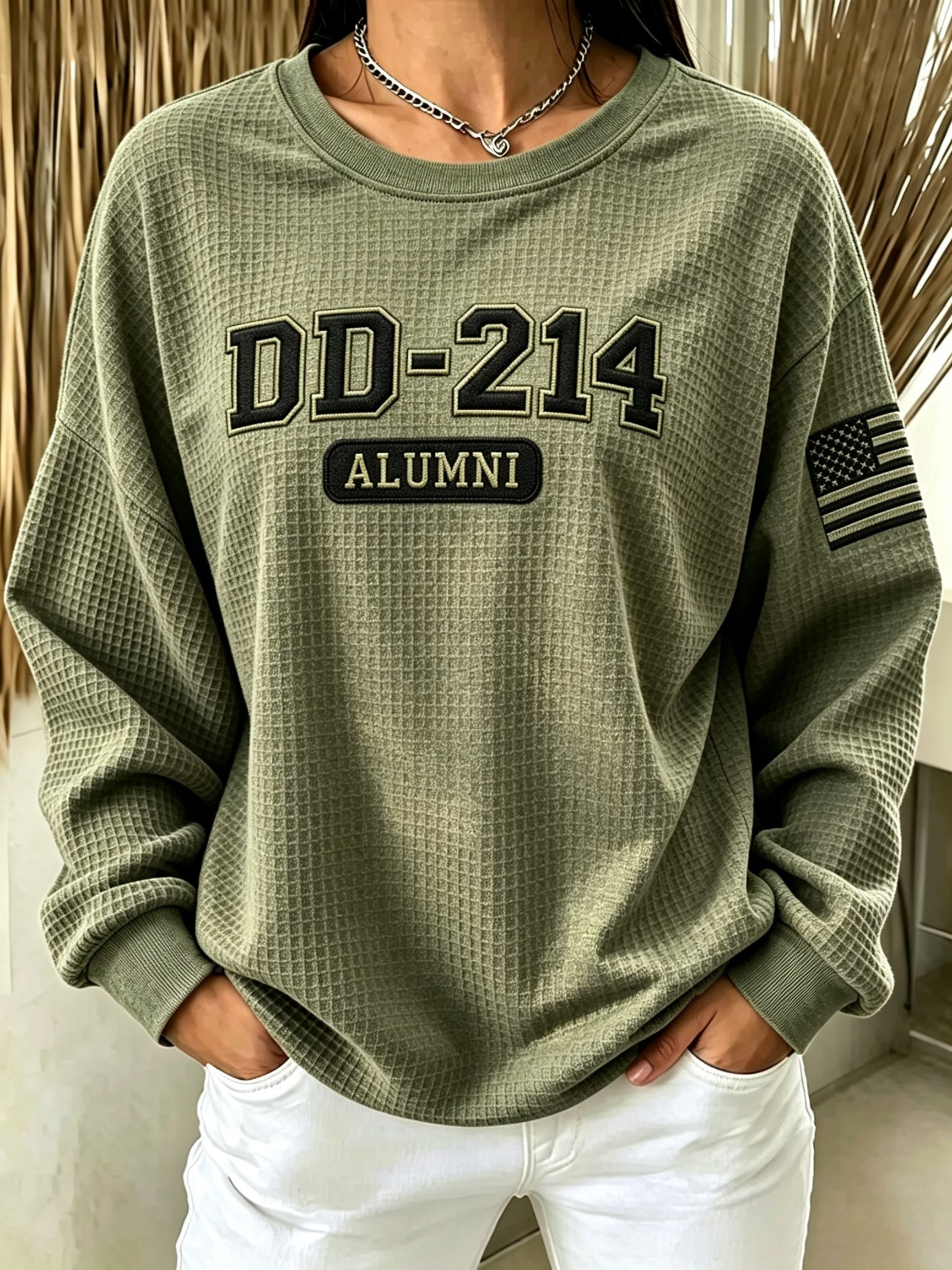 Veteran Day Merch DD 214 Alumni Waffle Long Sleeve Shirt Veteran Owned Apparel Gift For Mom - Flickden