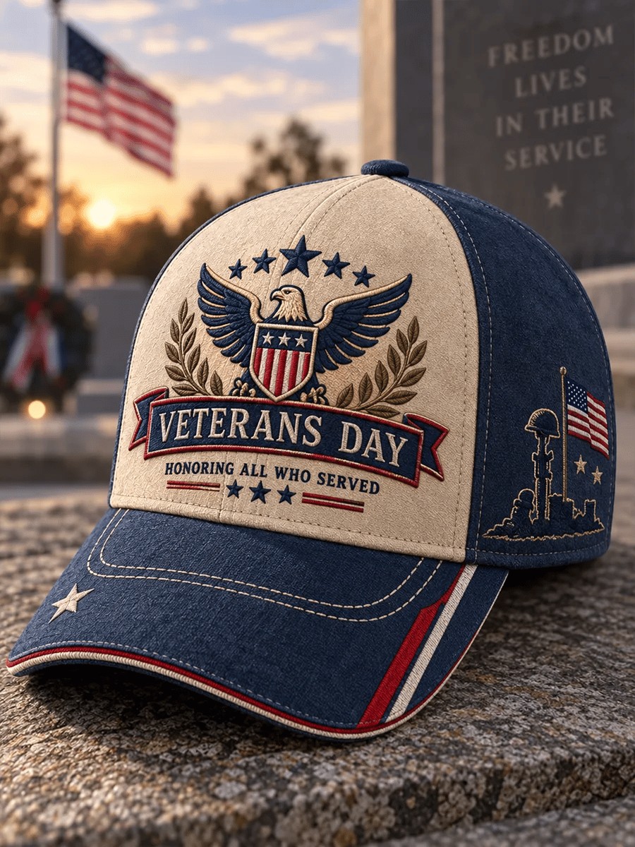 Veteran Day Merch Eagle Shield Baseball Cap Vintage Veteran Hat Gift For Grandpa - Flickden
