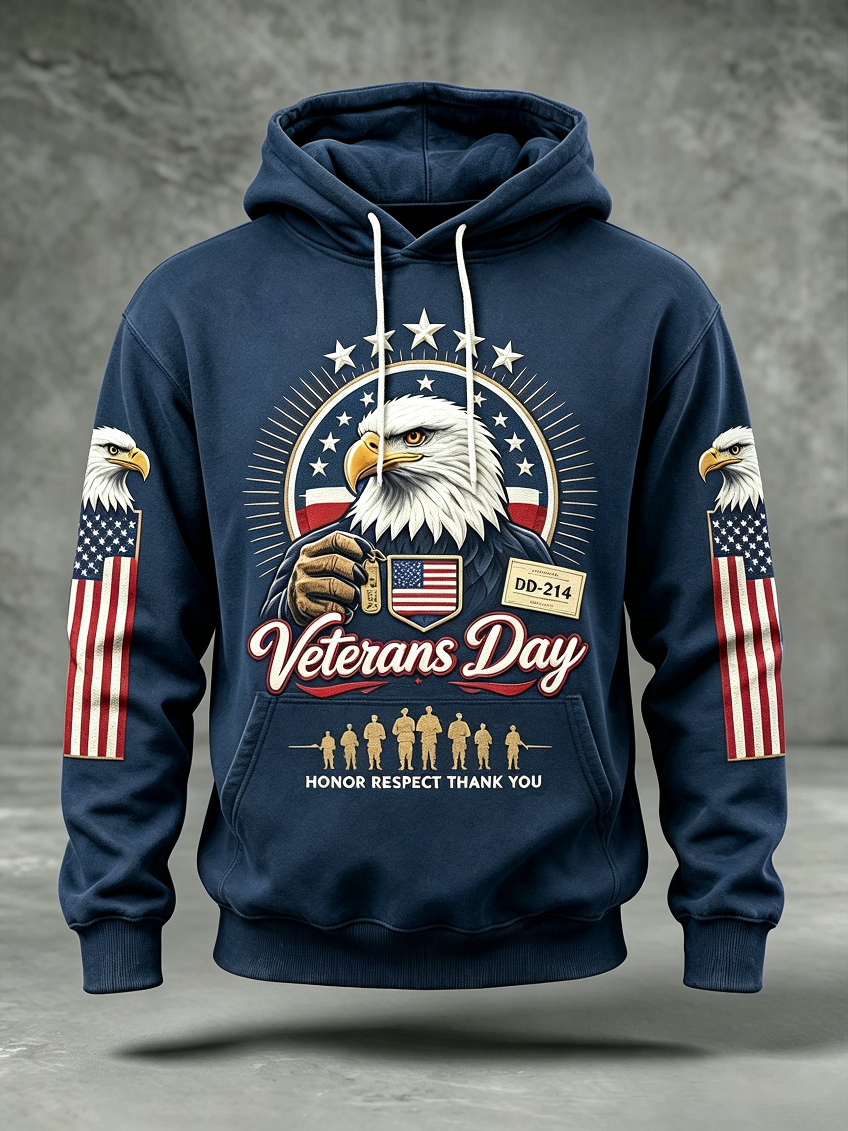 Veteran Day Merch Eagle Stars Soldiers Hoodie Casual Veteran Owned Clothes Gift For Dad - Flickden