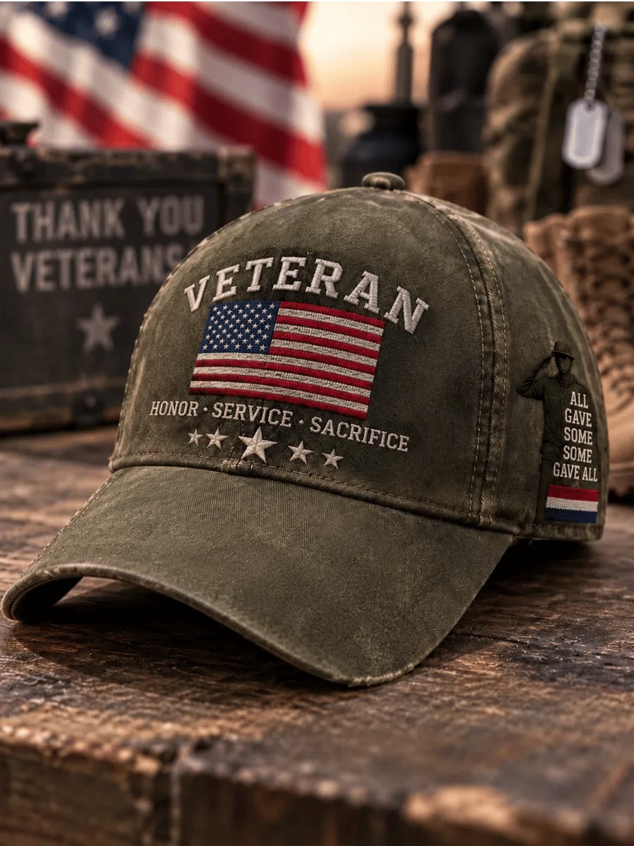 Veteran Day Merch Honor Service Sacrifice Baseball Hat Vintage Veteran Cap Gift For Dad - Flickden