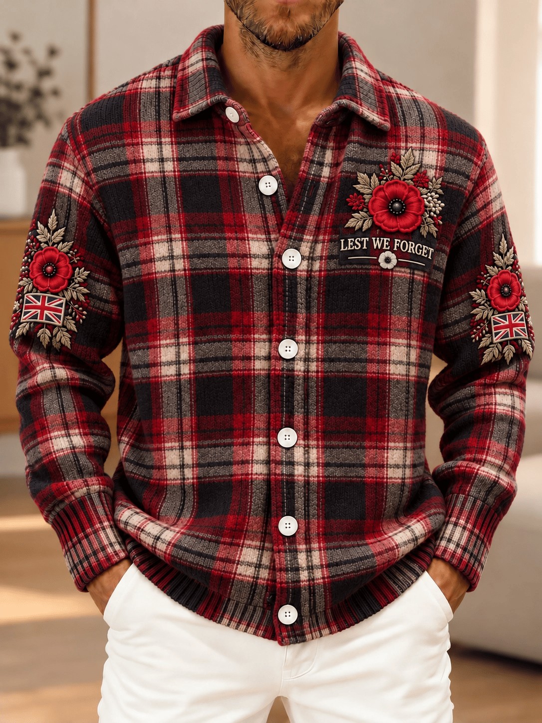 Veteran Day Merch Plaid Poppy Flower Shirt Vintage Veteran Owned Clothing Gift For Dad - Flickden