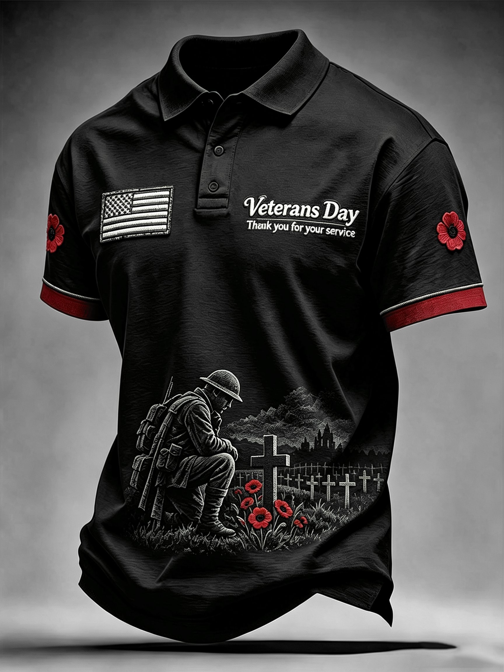 Veteran Day Merch Poppy Soldier Cross Polo Shirt Vintage Veteran Apparel Gift For Dad - Flickden
