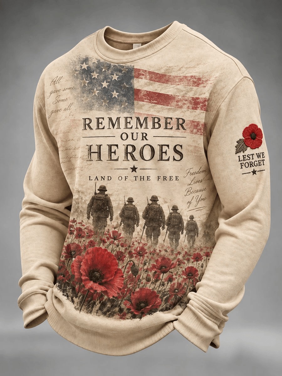 Veteran Day Merch Remember Our Heroes Sweatshirt Retro Army Veteran Apparel Gift For Dad - Flickden