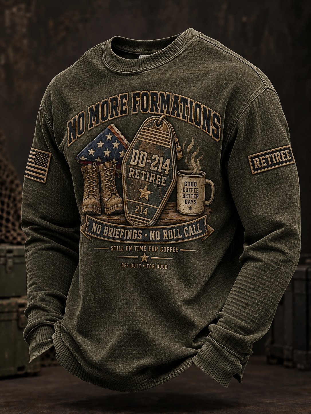 Veteran Day Merch Retiree Formations Long Sleeve Shirt Grumpy Old Veteran Shirt Gift For Dad - Flickden