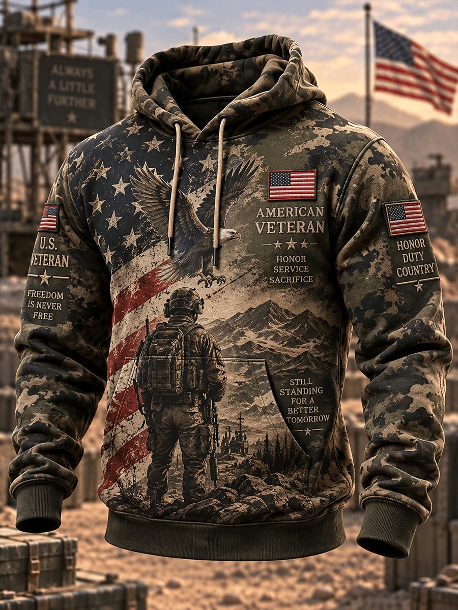 Veteran Pride Day Merch American Soldier Eagle Hoodie Retro Veteran Clothes Gift For Men - Flickden