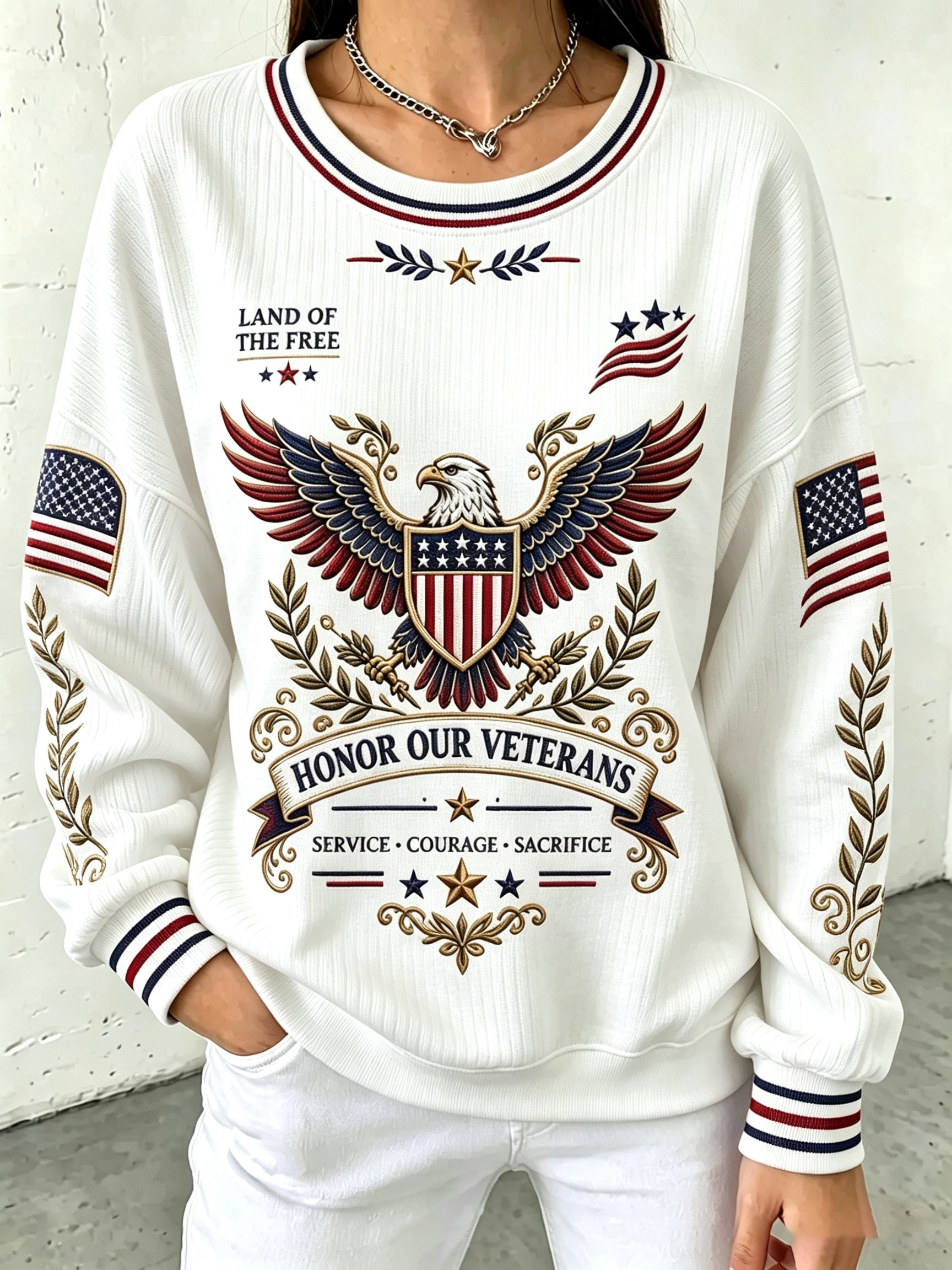 Veteran Pride Day Merch Eagle Shield Sweatshirt Vintage Veteran Clothes Gift For Women - Flickden