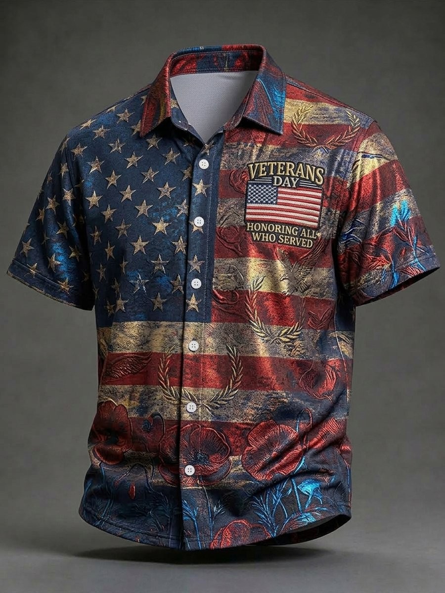 Veteran Pride Day Merch Poppy Flag Hawaiian Shirt Vintage Veteran Owned Clothing Gift For Dad - Flickden