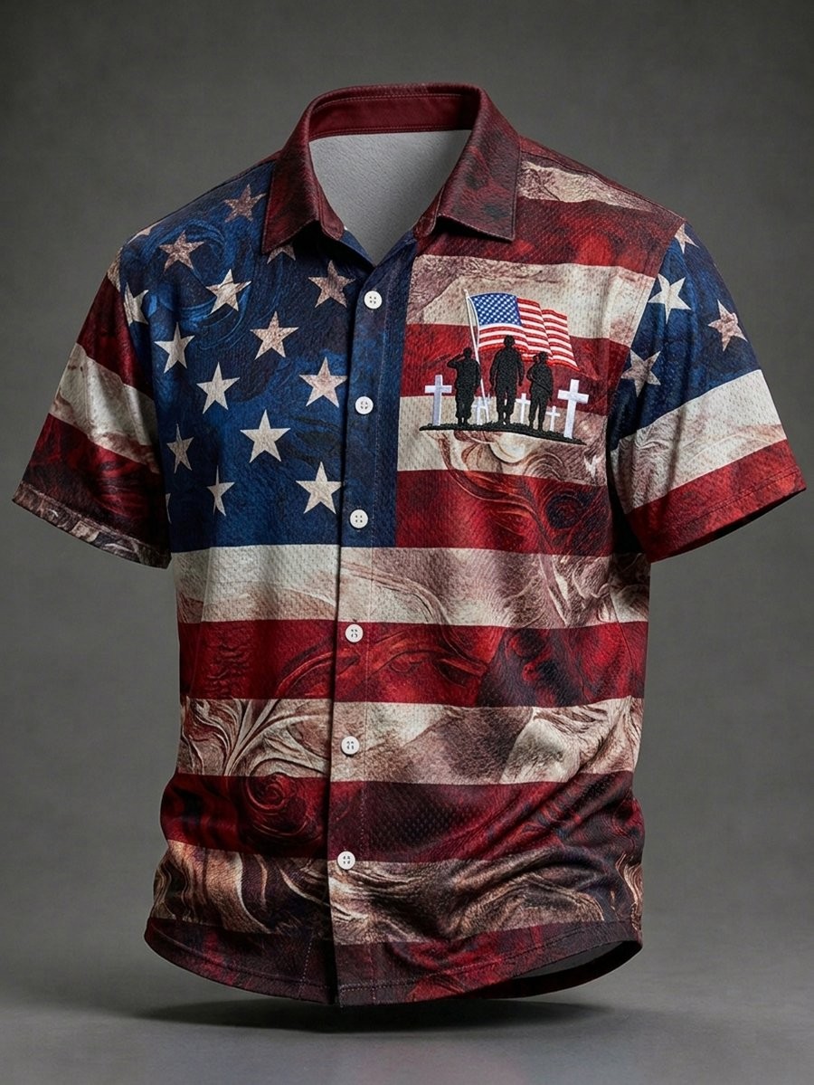 Veteran Pride Day Merch Soldiers Flag Cross Hawaiian Shirt Vintage Veteran Apparel Gift For Dad - Flickden