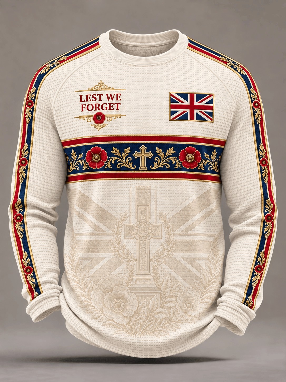 Veteran Proud Day Merch UK Flag Poppy Striped Long Sleeve Shirt Vintage Veteran Clothes For Son - Flickden
