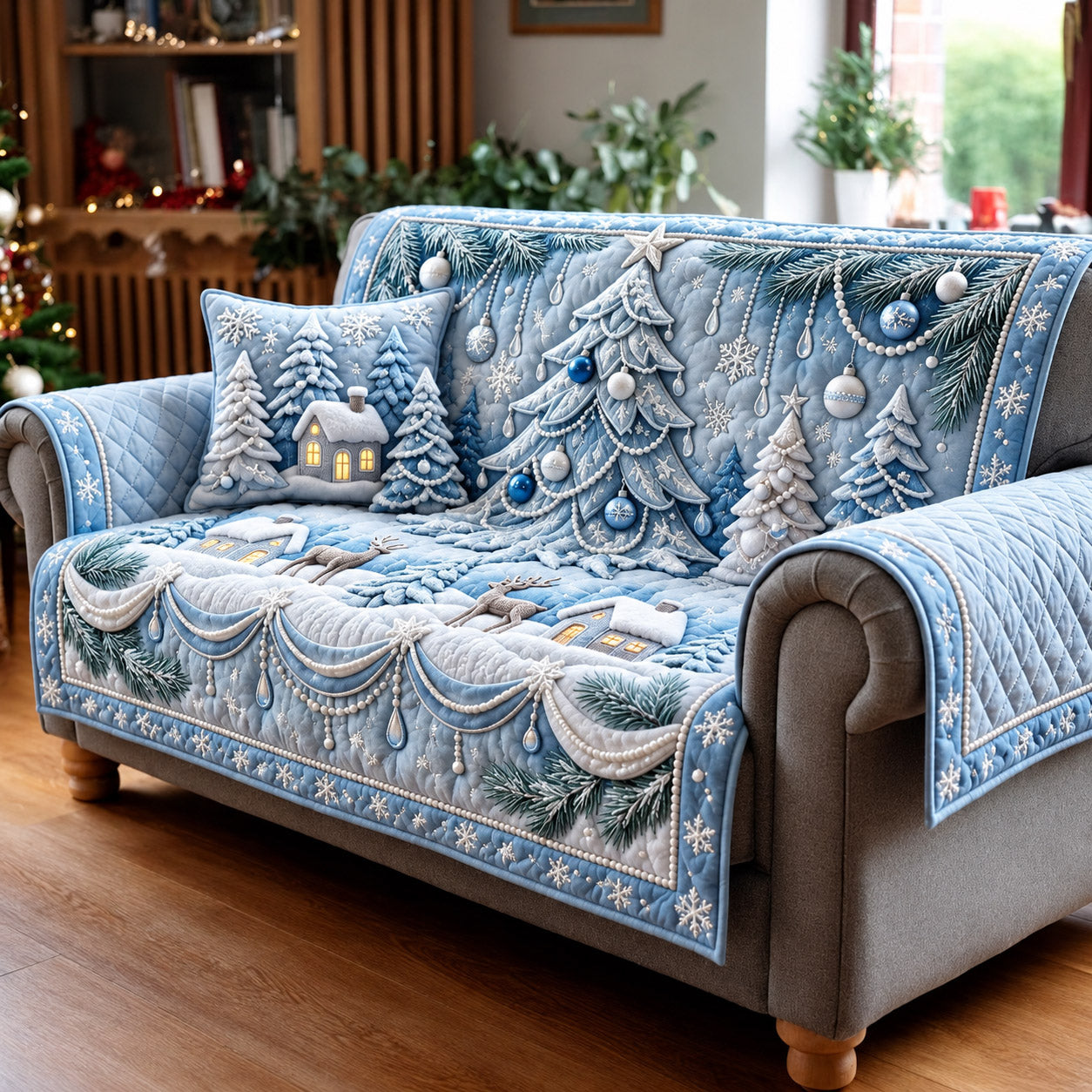 Winter Forest Quilted Sofa Cover Christmas Room Decor Christmas Gift Ideas For Wife - Flickden