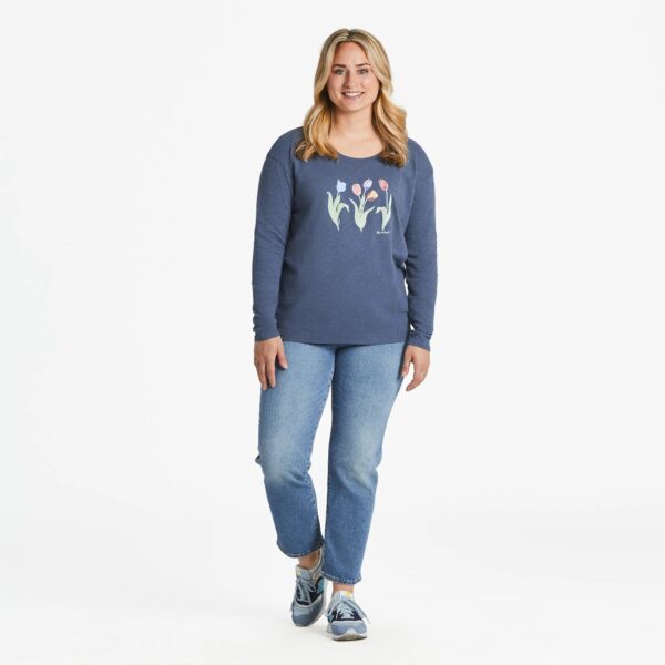Women's 3 Genuine Tulips Relaxed Fit Long Sleeve Slub Tee - Image 4