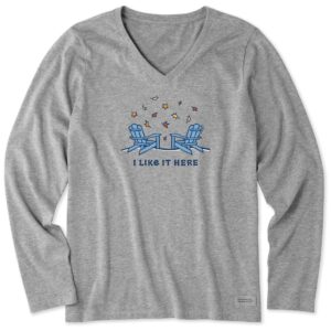 Women's Adirondacks I Like it Here Fall Long Sleeve Crusher Vee