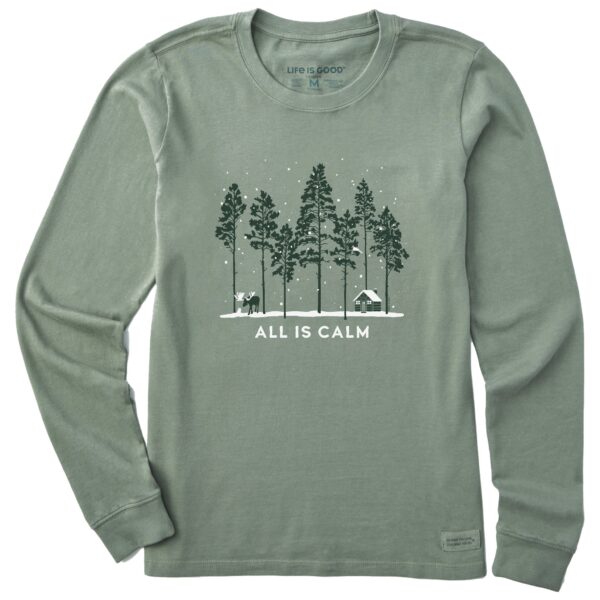 Women's All is Calm Moose Cabin Long Sleeve Crusher Tee